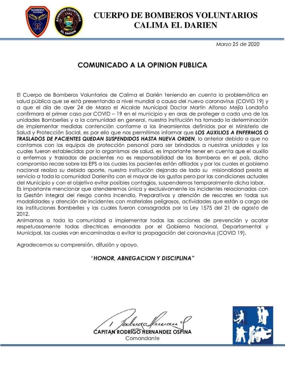 Noticia Marzo 25 2020